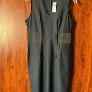 Ann Taylor Petite Sheath Dress Navy Blue Sleeveless V-Neck Size 8P